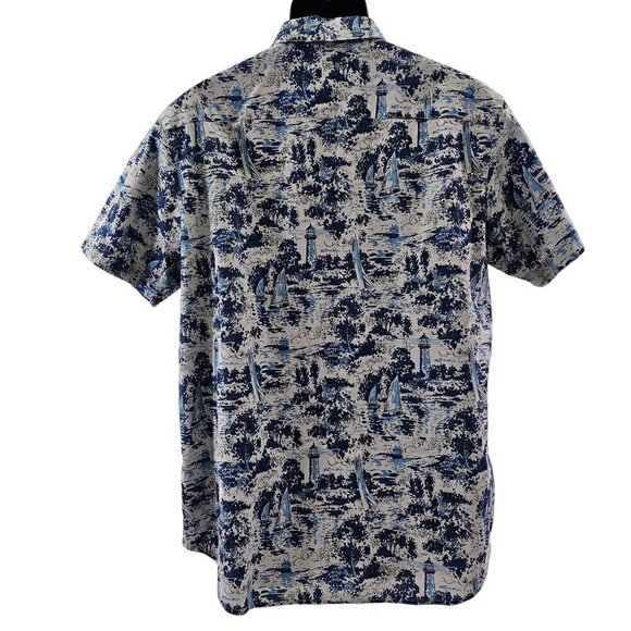 Columbia Men’s Sailboat Lighthouse Print Button Up Short Sleeve Shirt Sz Medium - Picture 14 of 15